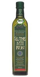 a bottle of Authentikon olive oil