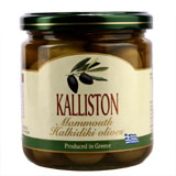 a jar of whole green Chalkidiki olives